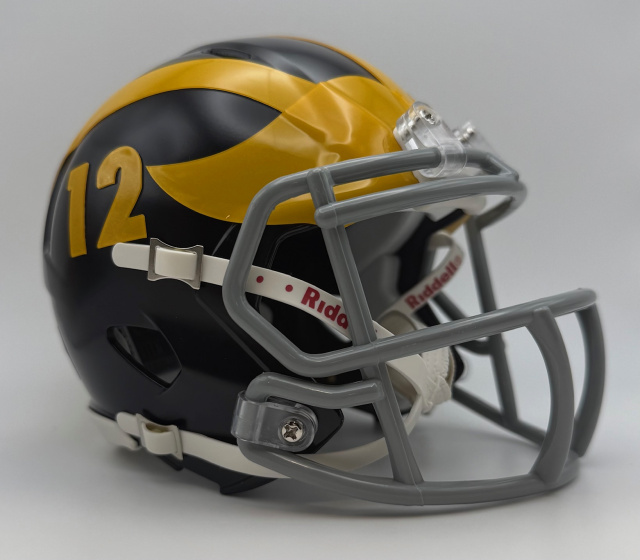 Custom Michigan Wolverines NCAA Riddell Speed Authentic Football Helmet - Large, With Under Armour Shield