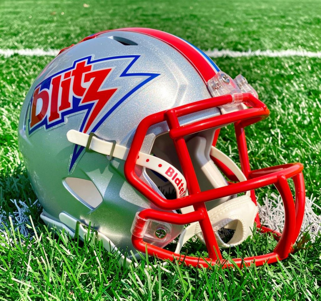 Chicago Blitz 1984 Scarlet mask and Blitz logo