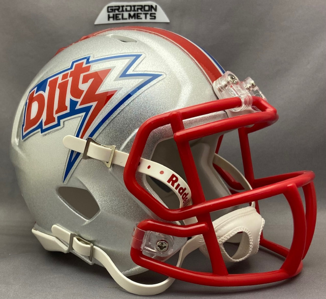 Chicago Blitz 1984 Scarlet mask and Blitz logo