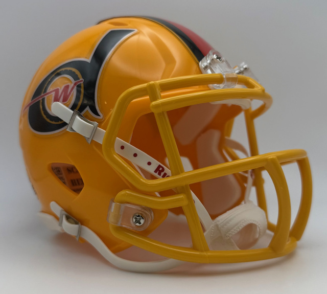 Detroit Wheels 1974 mini football helmets yellow mask